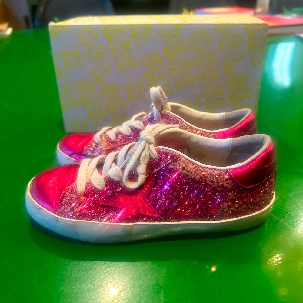 Golden Goose Fuchsia Glitter Kids Sneakers